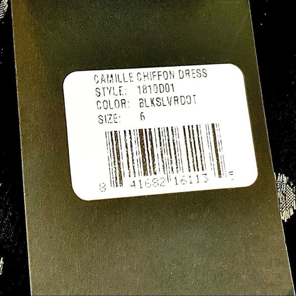 ROBERT RODRIGUEZ CAMILLE POLKA DOT SILK CHIFFON LONG SLEEVE DRESS BLACK SIZE 6 - Picture 12 of 15